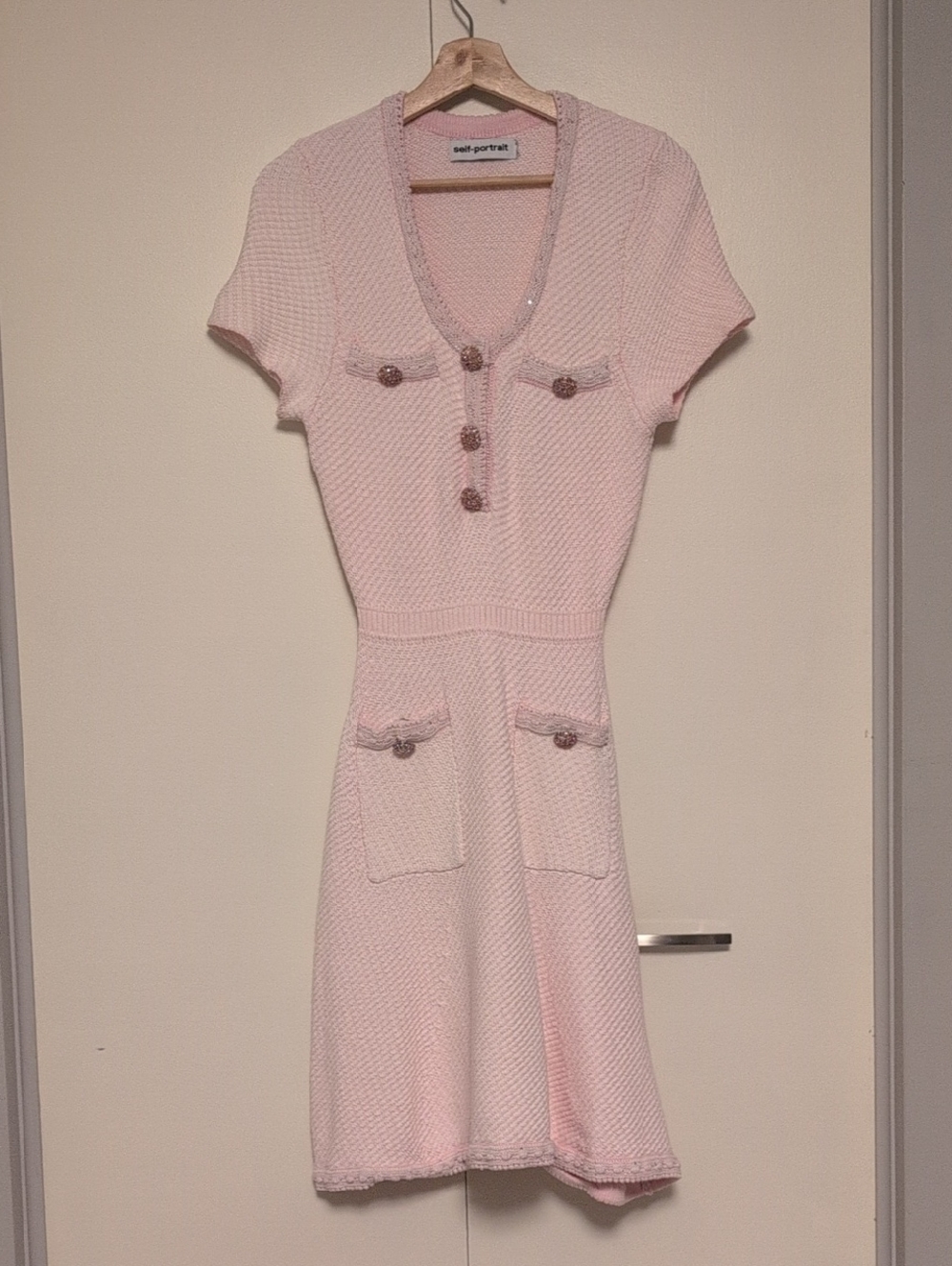 Self-Portrait Cotton Knit Mini Dress - Picture 9 of 12